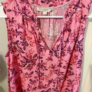 LOFT Pink and Purple Floral Top
